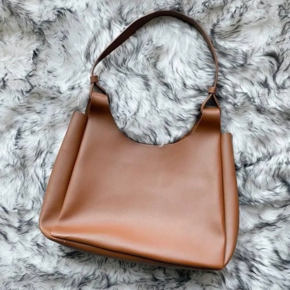 Neiman Marcus Vegan Brown FauxLeather Tote - Picture 1 of 4